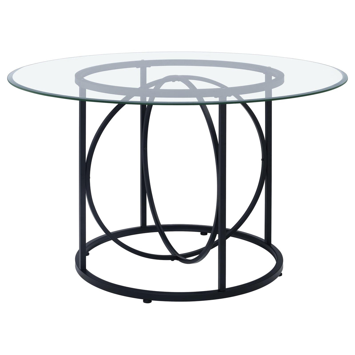 Levy 48-inch Round Glass Top Dining Table Matte Black