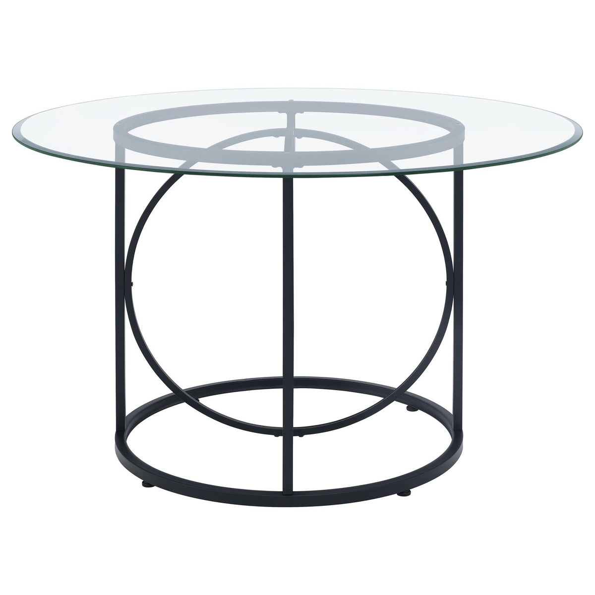 Levy 48-inch Round Glass Top Dining Table Matte Black