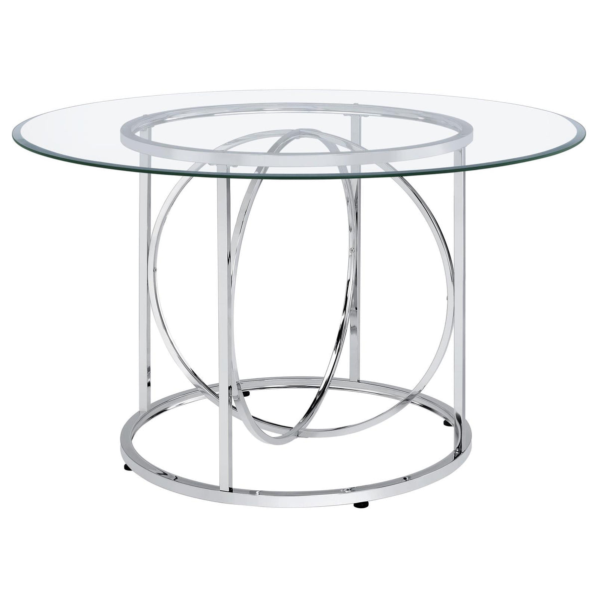 Levy 48-inch Round Glass Top Dining Table Chrome