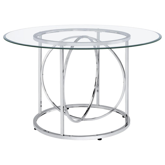 Levy 48-inch Round Glass Top Dining Table Chrome