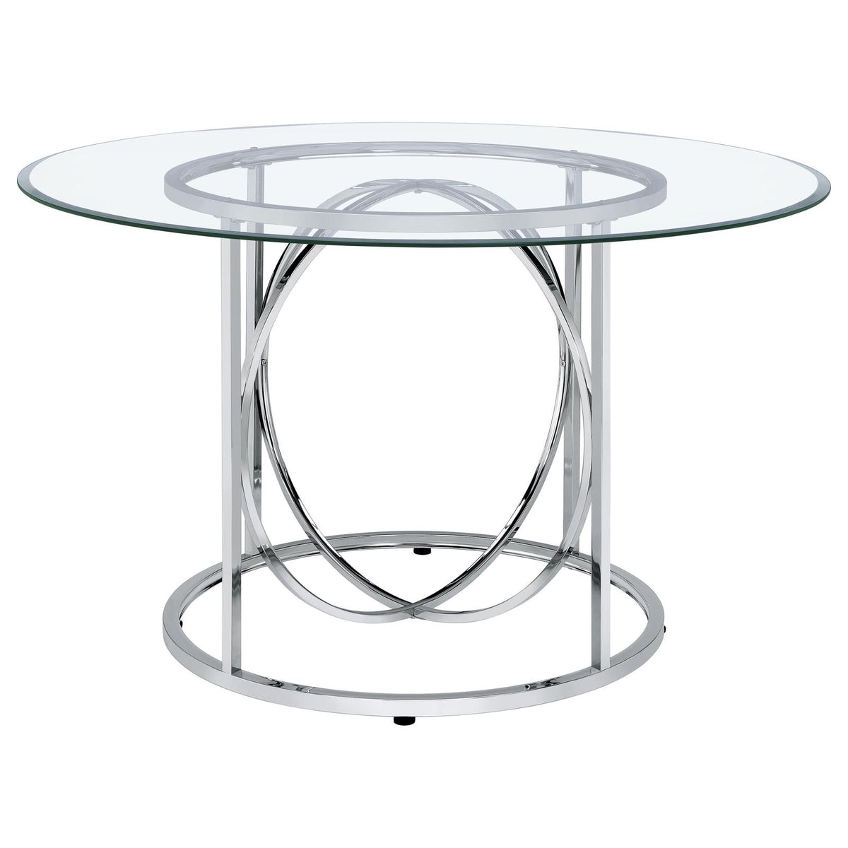 Levy 48-inch Round Glass Top Dining Table Chrome