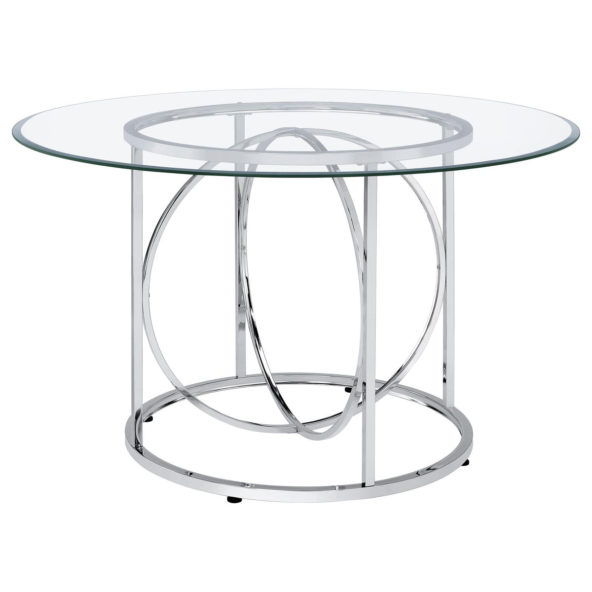 Levy 48-inch Round Glass Top Dining Table Chrome