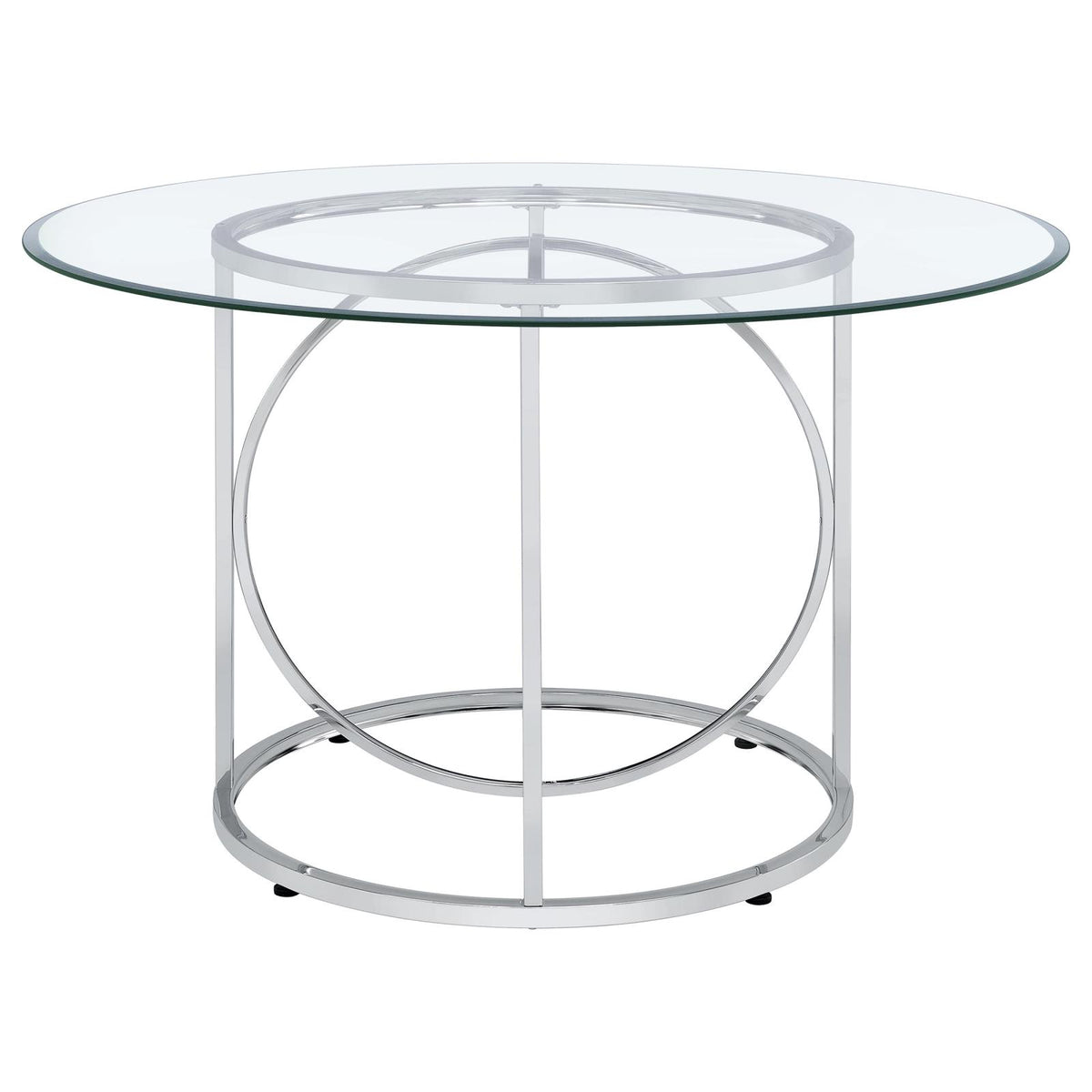 Levy 48-inch Round Glass Top Dining Table Chrome