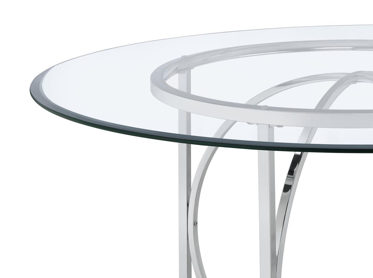 Levy 48-inch Round Glass Top Dining Table Chrome
