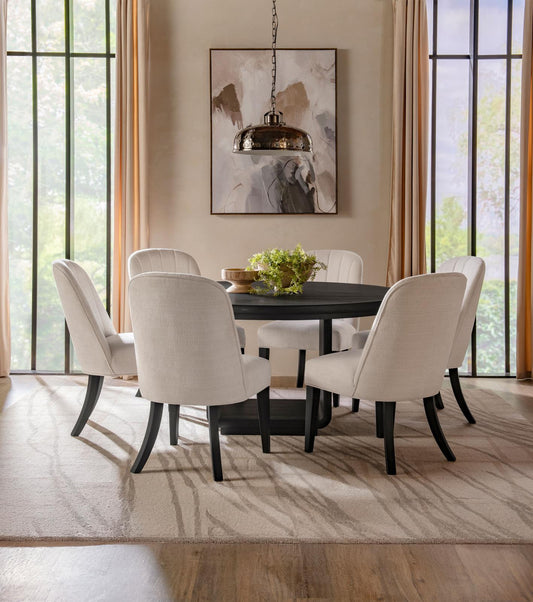 Leandro Round Dining Table Set Burnished Black