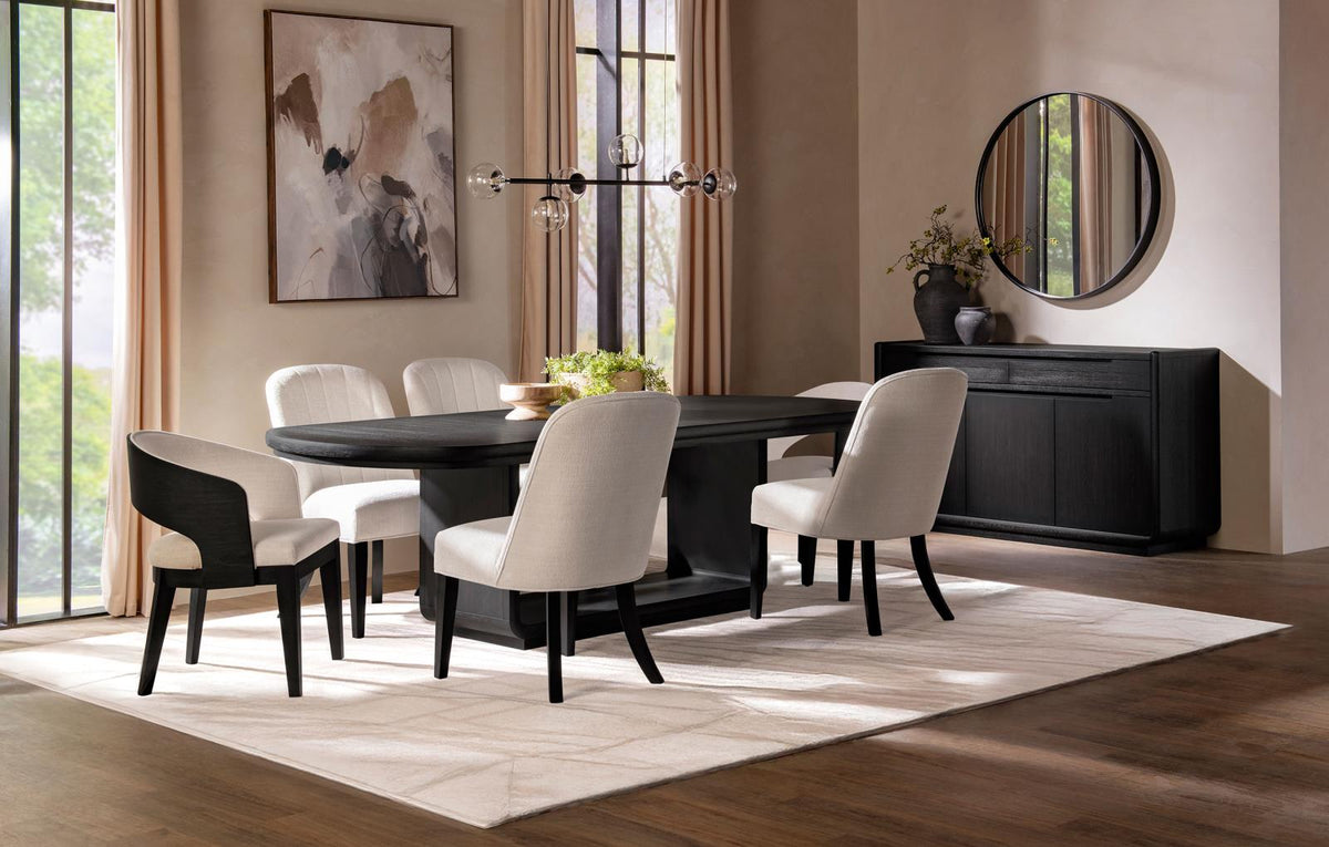 Leandro Rectangular Dining Table Set Burnished Black
