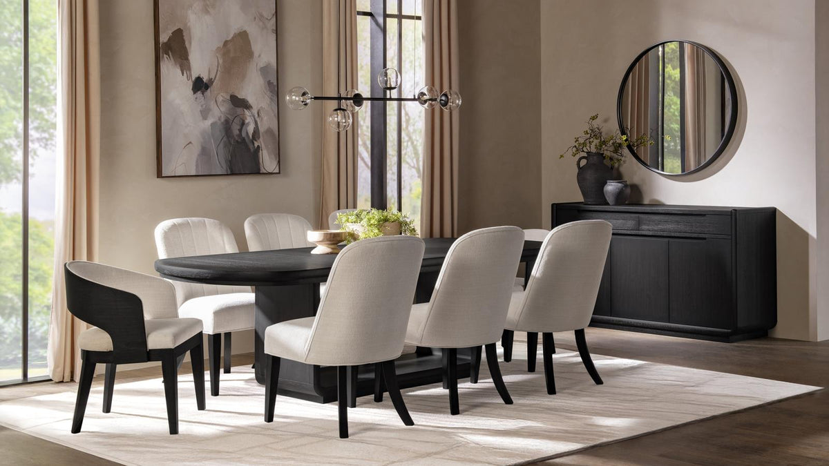 Leandro Rectangular Dining Table Set Burnished Black