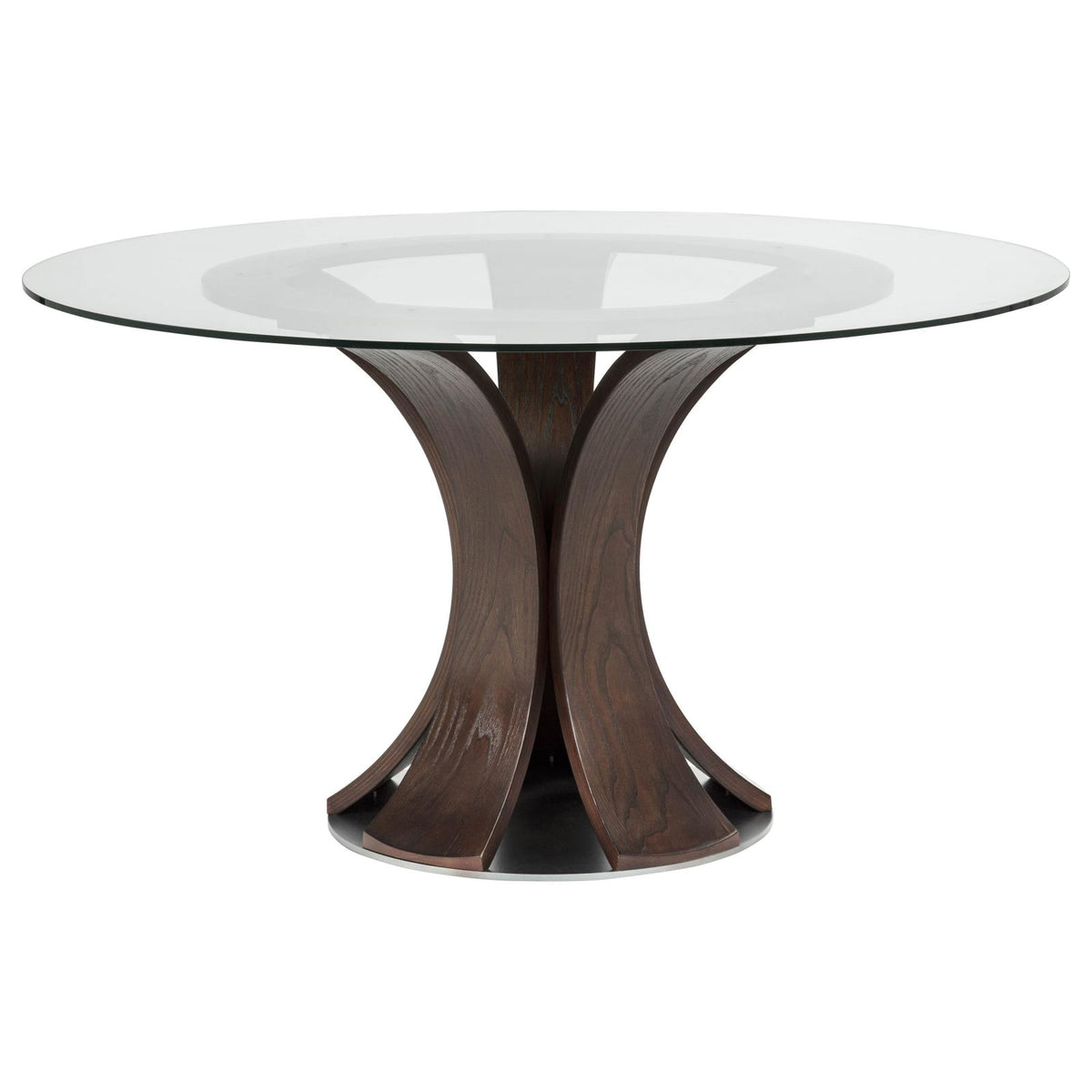 Naser 48-inch Round Glass Top Dining Table Dark Walnut