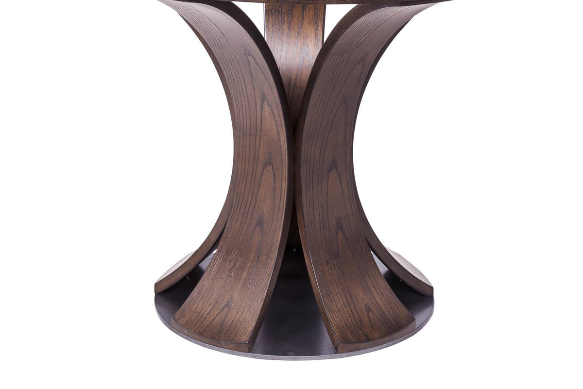 Naser 48-inch Round Glass Top Dining Table Dark Walnut