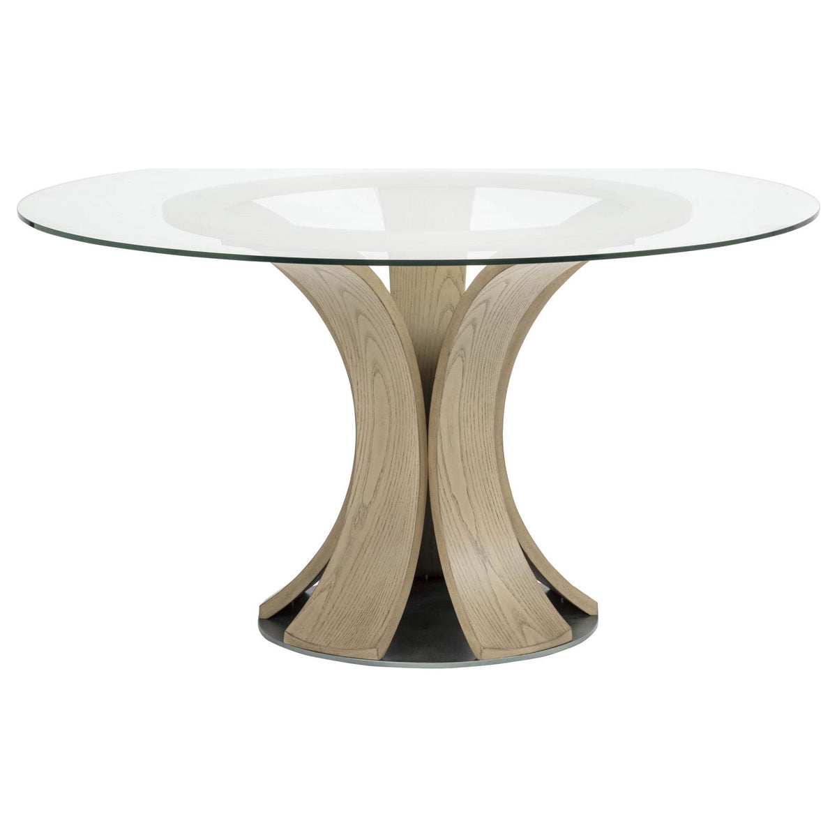 Naser 48-inch Round Glass Top Dining Table Light Oak