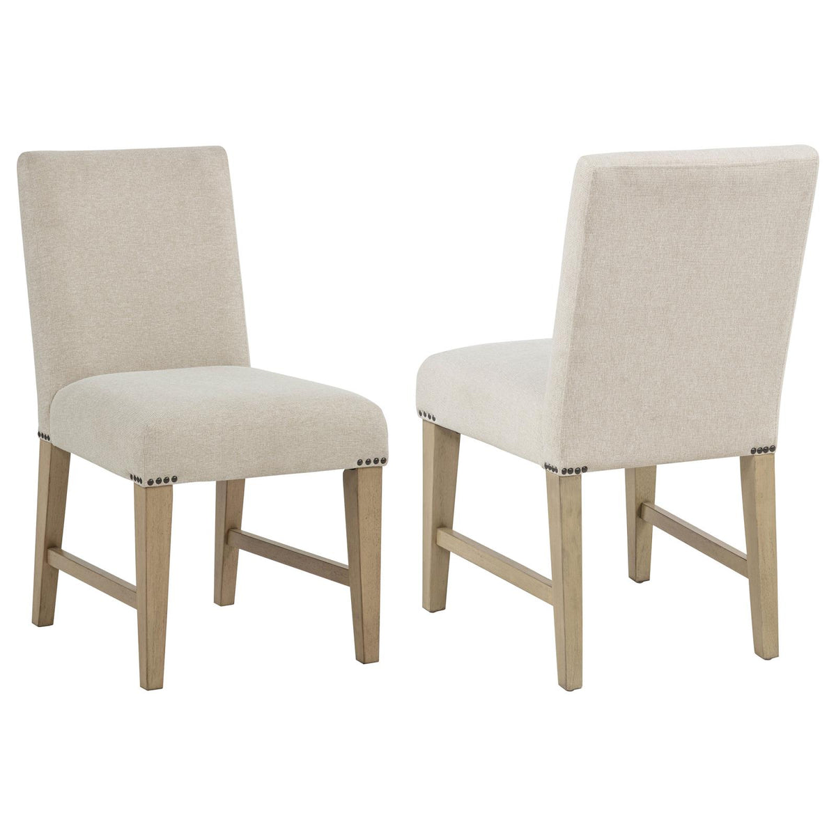 Naser Parsons Dining Side Chair Beige and Light Oak (Set of 2)