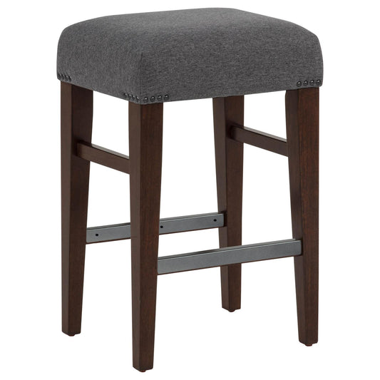 Naser Upholstered Counter Stool Grey and Dark Walnut (Set of 2)