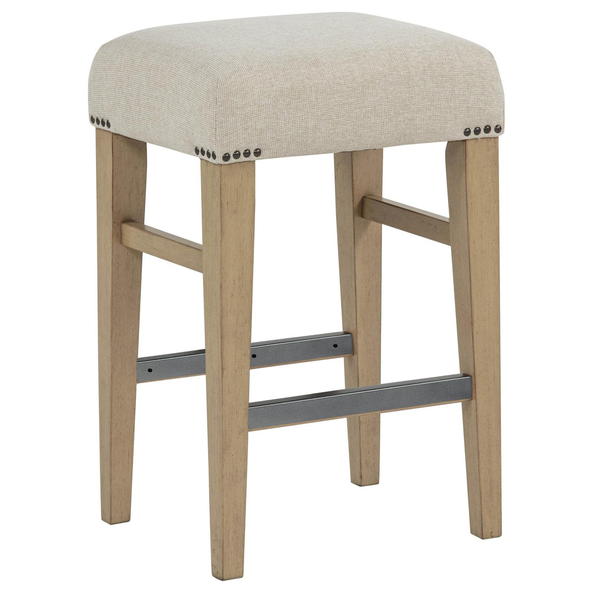 Naser Upholstered Counter Stool Beige and Light Oak (Set of 2)