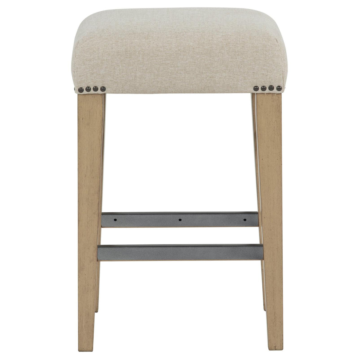 Naser Upholstered Counter Stool Beige and Light Oak (Set of 2)