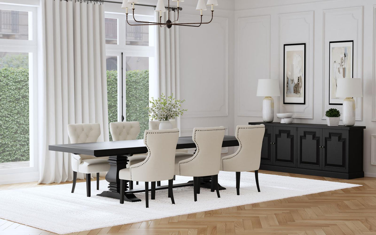 Florence 126-inch Extension Dining Table Set Distressed Black