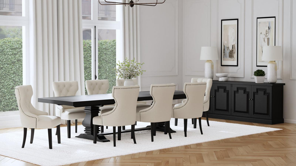 Florence 126-inch Extension Dining Table Set Distressed Black