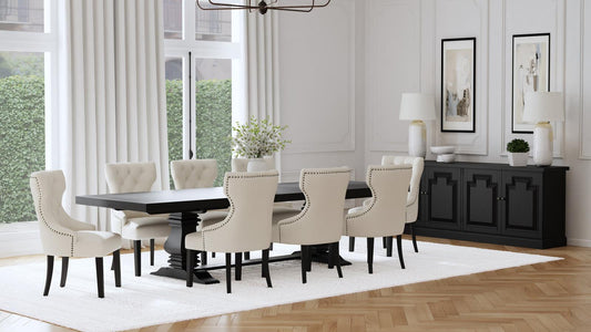 Florence 126-inch Extension Dining Table Set Distressed Black