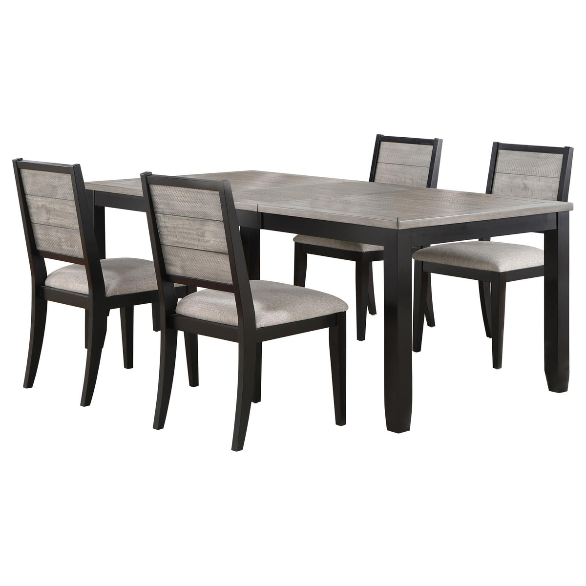 Elodie Rectangular Extension Leaf Dining Set Grey and Black
