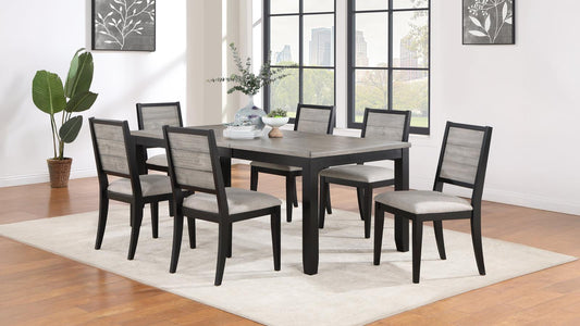 Elodie Rectangular Extension Leaf Dining Set Grey and Black