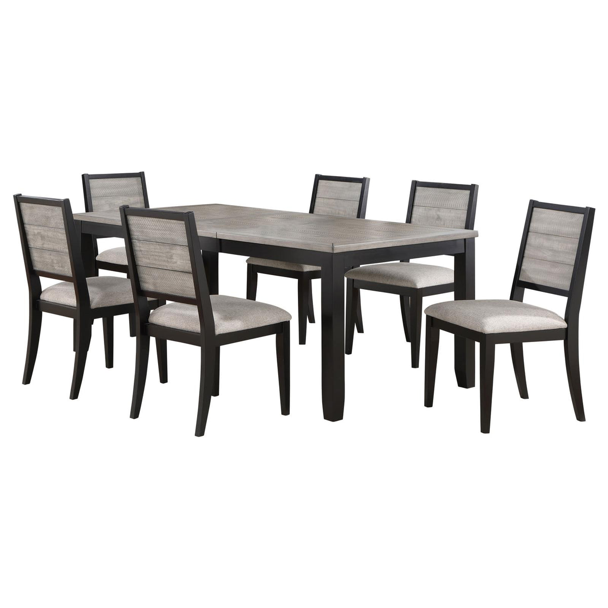 Elodie Rectangular Extension Leaf Dining Set Grey and Black