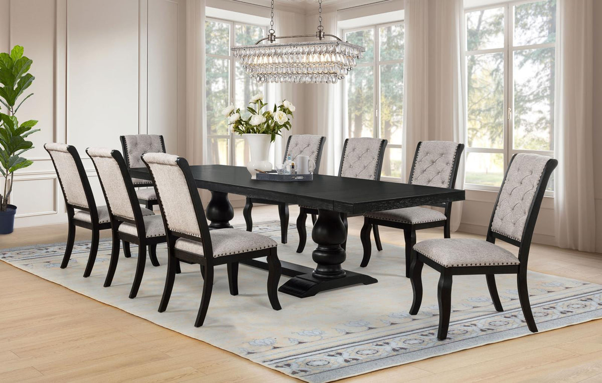 Phelps Rectangular Dining Table Set Distressed Noir