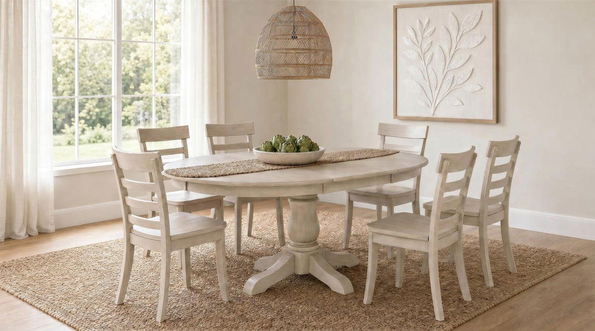 Orrison Oval 62-inch Extension Leaf Dining Set Linen