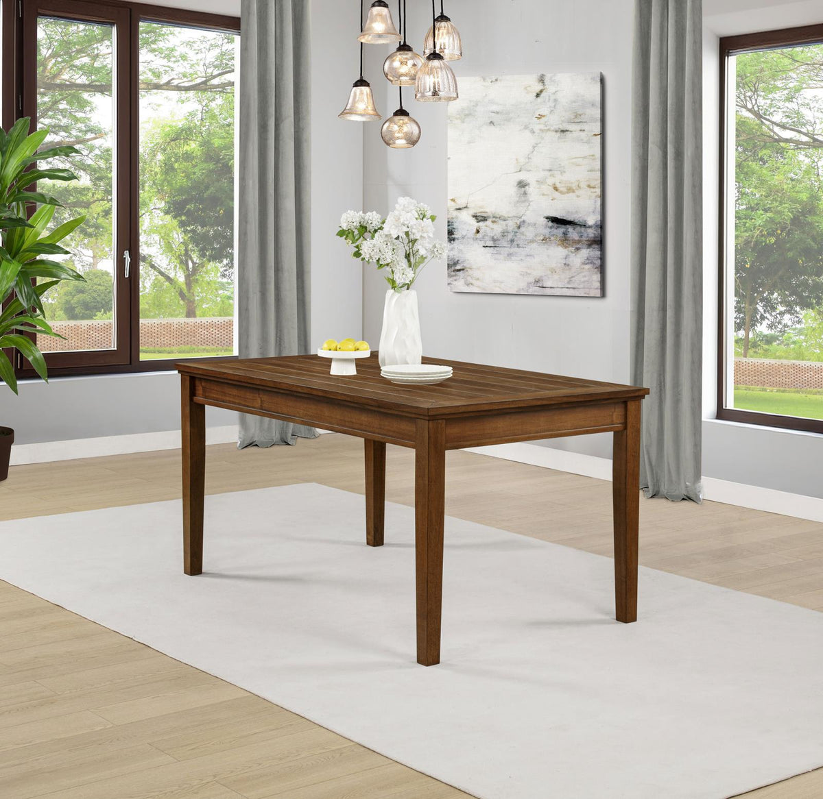 Atwood Rectangular Wood Dining Set Warm Brown