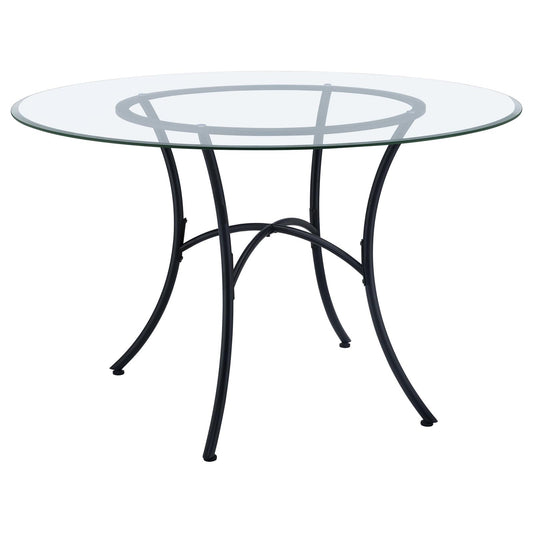Kline 48-inch Round Glass Top Dining Table Matte Black