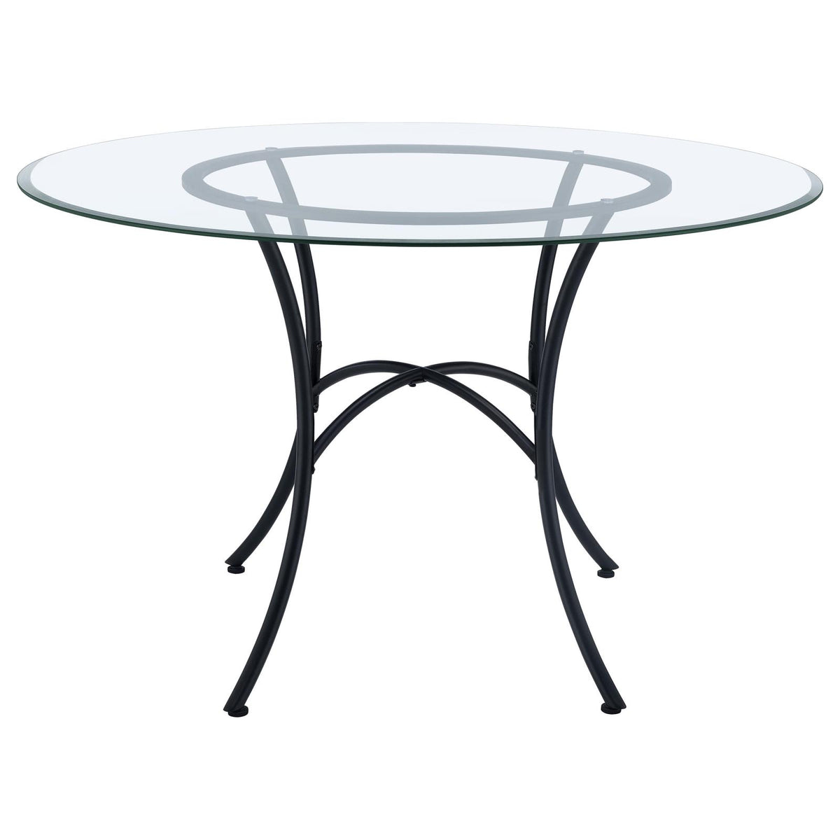 Kline 48-inch Round Glass Top Dining Table Matte Black
