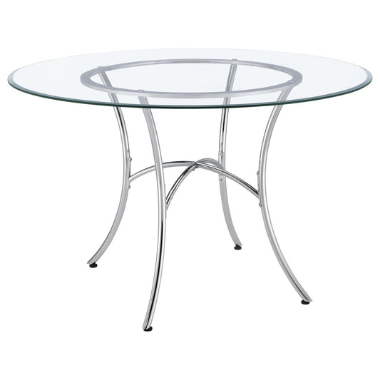 Kline 48-inch Round Glass Top Dining Table Chrome