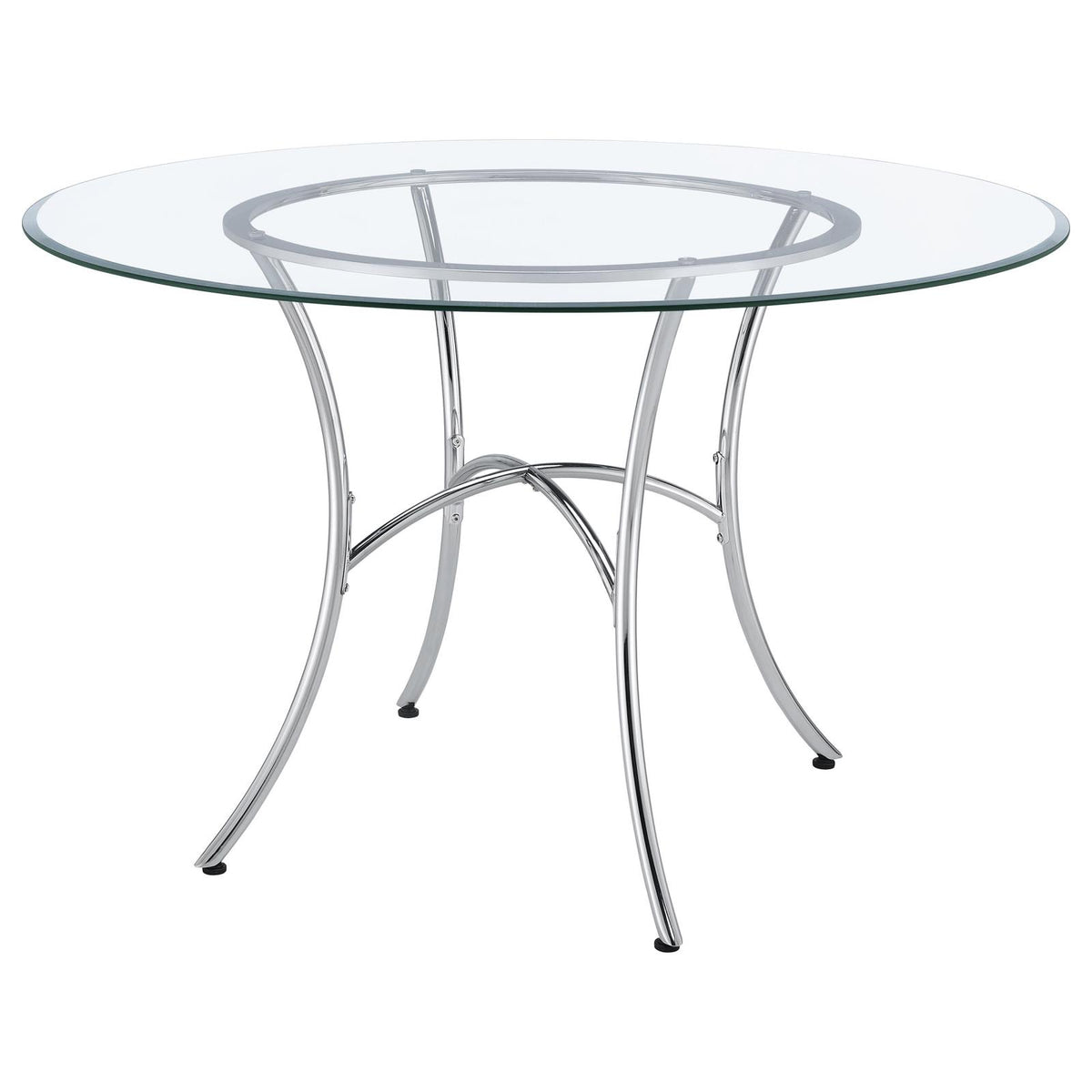Kline 48-inch Round Glass Top Dining Table Chrome