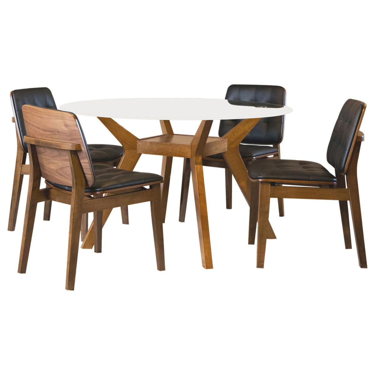 Paxton Round Glass Top Dining Table Set Brown