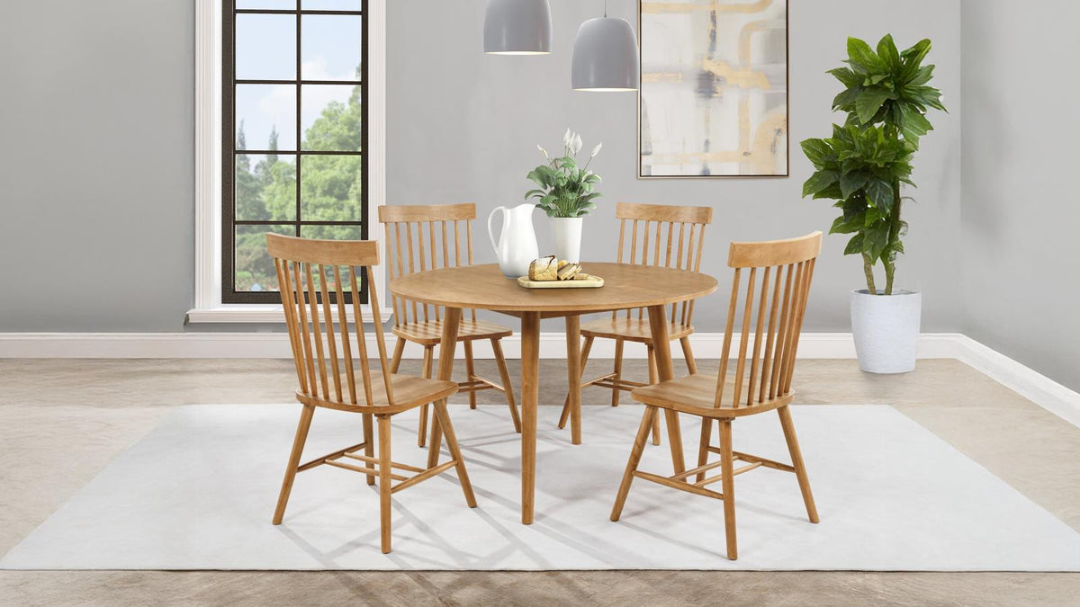 Andrews Round Wood Dining Room Table Set Light Ash