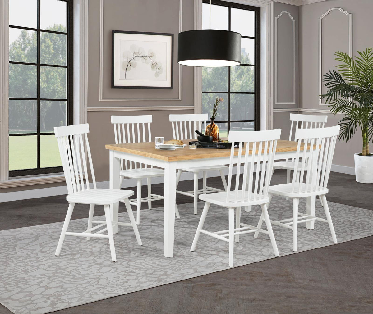 Andrews Rectangular Dining Set Light Ash and White
