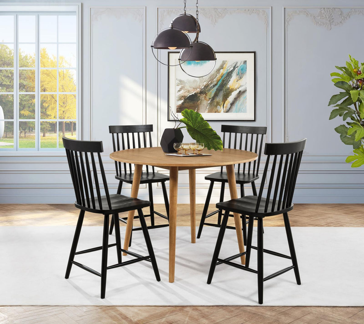 Andrews Round Counter Height Dining Set Light Ash