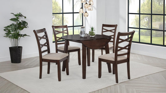 Barton 5-piece Round Wood Dining Table Set Dark Brown