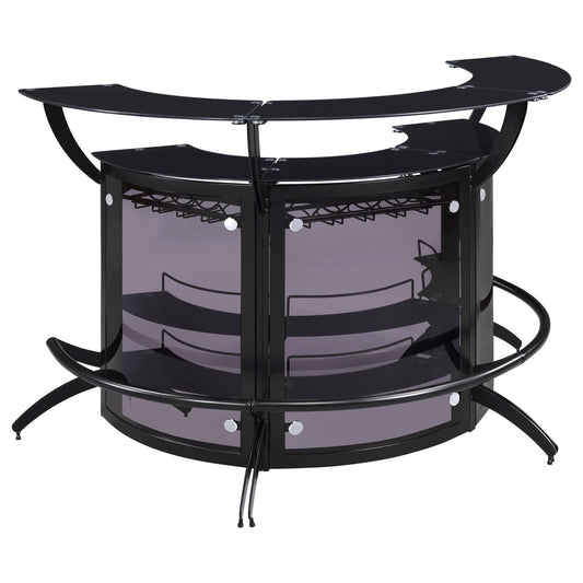 Dallas Curved Freestanding Home Bar Set with Storage Black