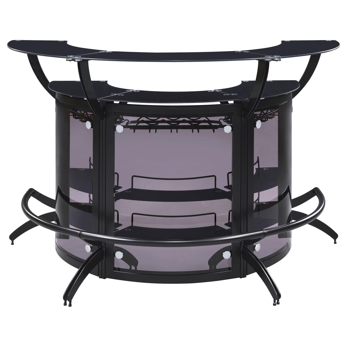 Dallas Curved Freestanding Home Bar Set with Storage Black