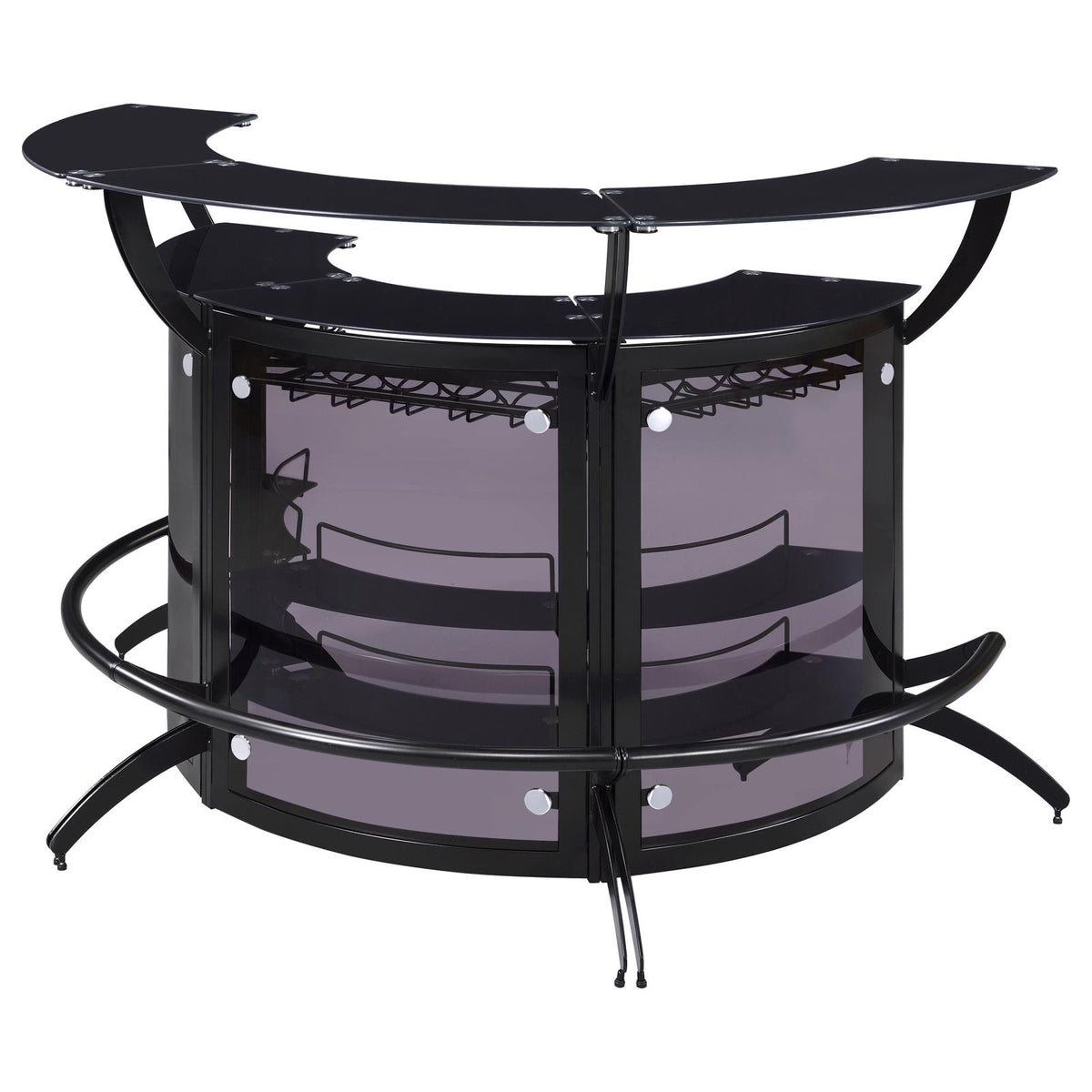 Dallas Curved Freestanding Home Bar Set with Storage Black