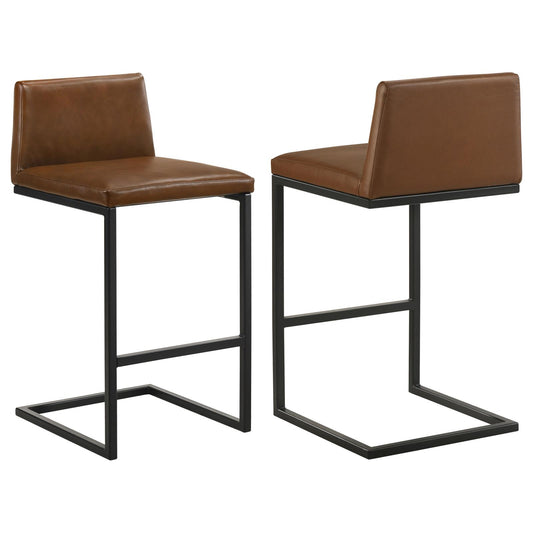 Vardon Genuine Leather Bar Stool Dark Brown (Set of 2)