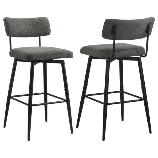 Levine Fabric Upholstered Swivel Bar Chair Grey (Set of 2)
