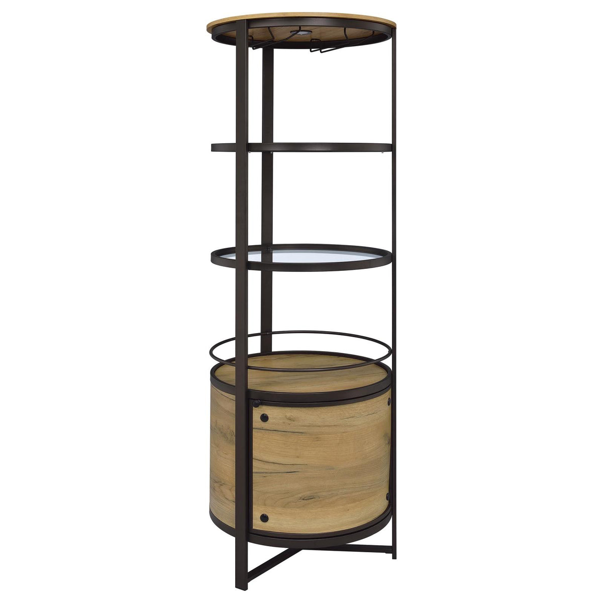 Ritter Round LED Bar Wine Storage Cabinet Rustic Oak