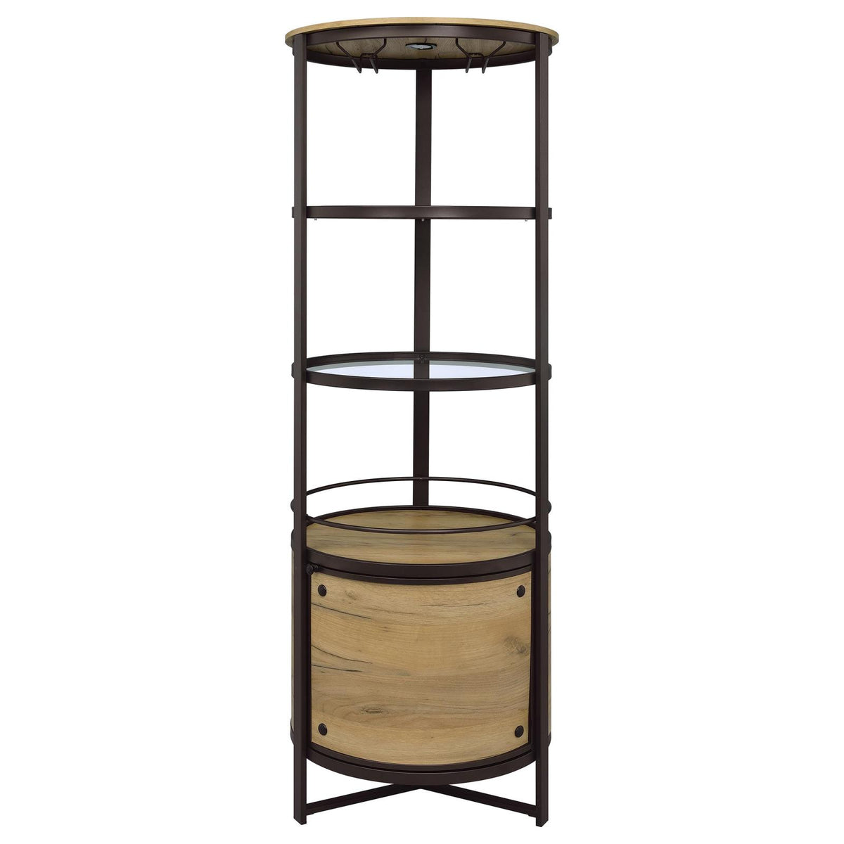 Ritter Round LED Bar Wine Storage Cabinet Rustic Oak