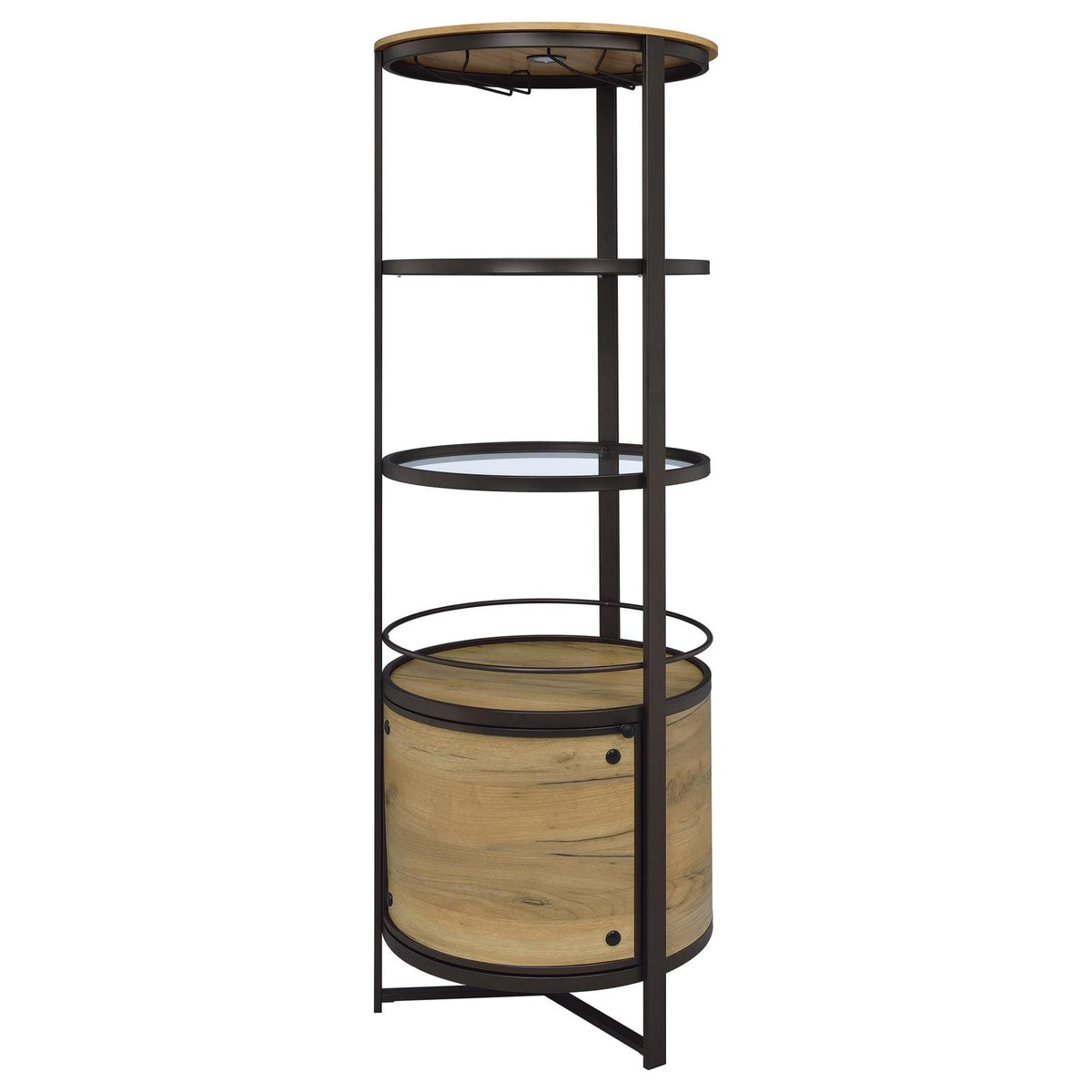 Ritter Round LED Bar Wine Storage Cabinet Rustic Oak