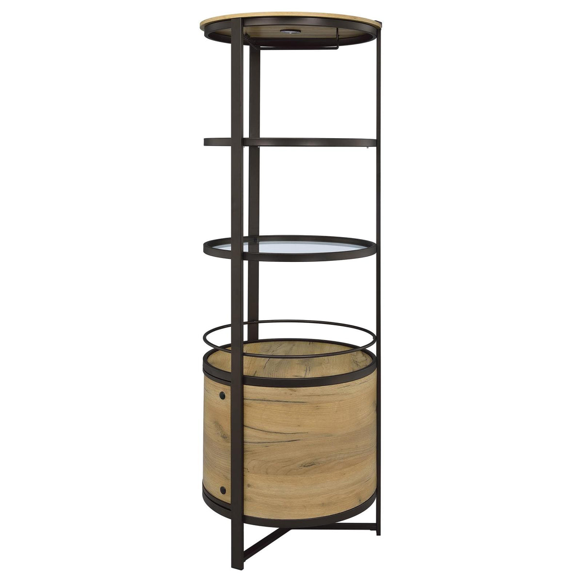Ritter Round LED Bar Wine Storage Cabinet Rustic Oak