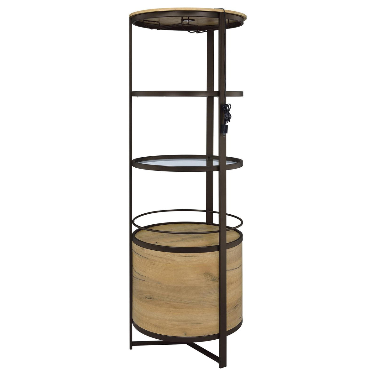 Ritter Round LED Bar Wine Storage Cabinet Rustic Oak