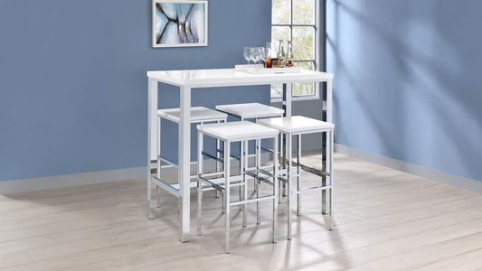 Natividad 5-piece Pub Height Bar Table Set White High Gloss