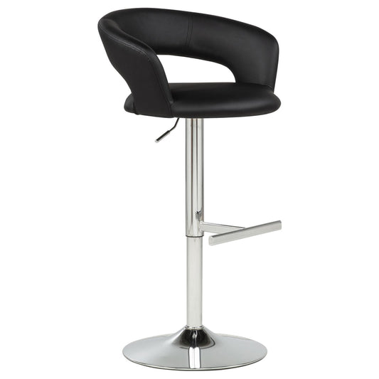 Travia Adjustable Leatherette Swivel Bar Stool Black and Chrome
