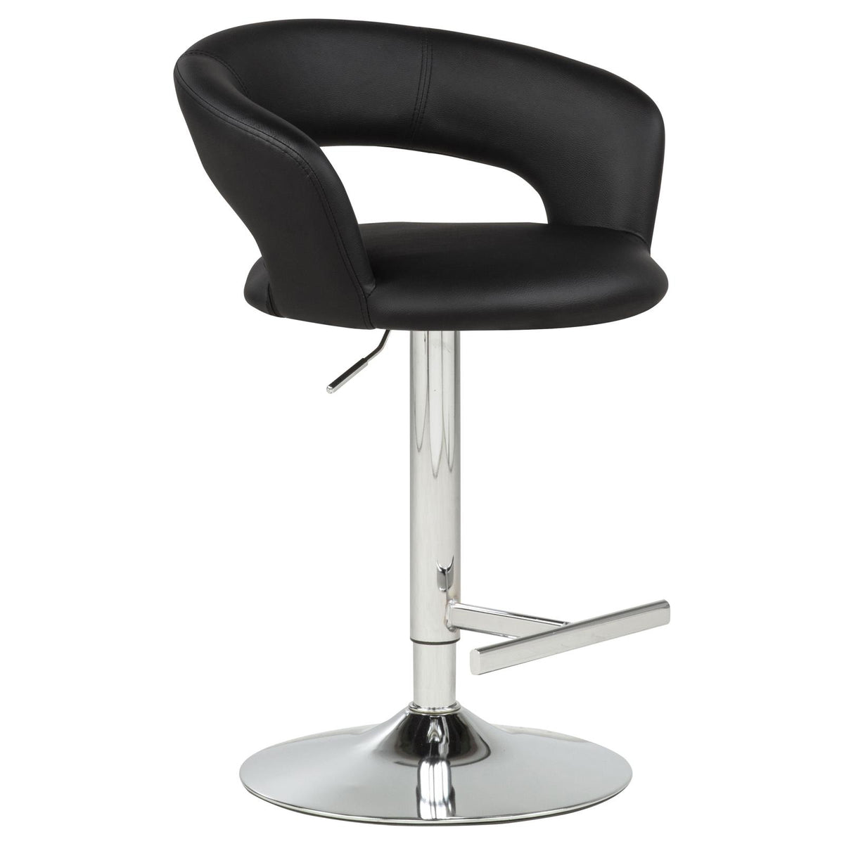 Travia Adjustable Leatherette Swivel Bar Stool Black and Chrome