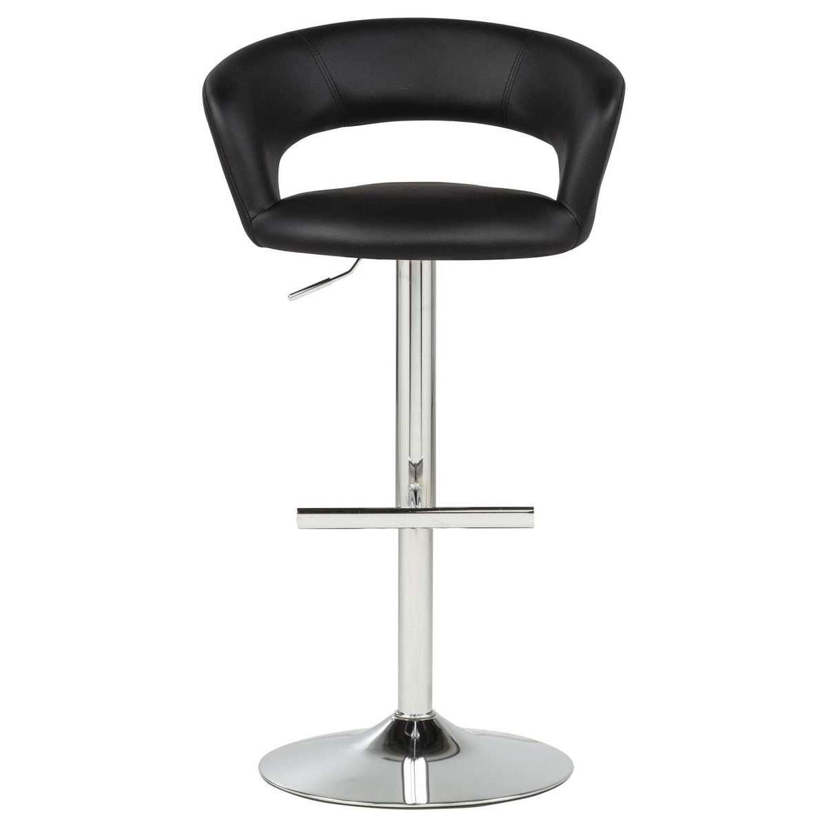 Travia Adjustable Leatherette Swivel Bar Stool Black and Chrome